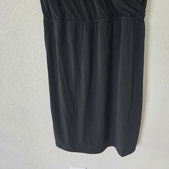 Banana Republic Dress Women Sz M Deep Plunge Black Fit And Flare Midi Witchy - Picture 3 of 9